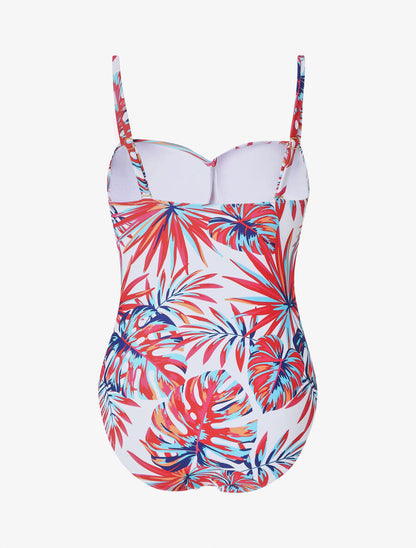 Maillot de bain une pièce imprimé feuille tropicales - Blanc - 2