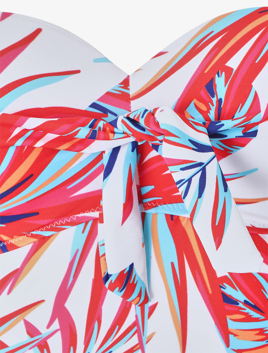 Maillot de bain une pièce imprimé feuille tropicales - Blanc - 3