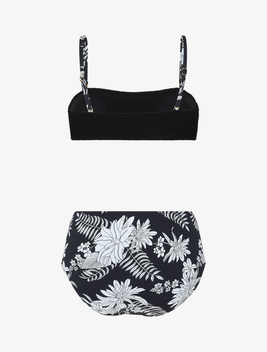Bikini à brassière bi-matière - Noir - 2