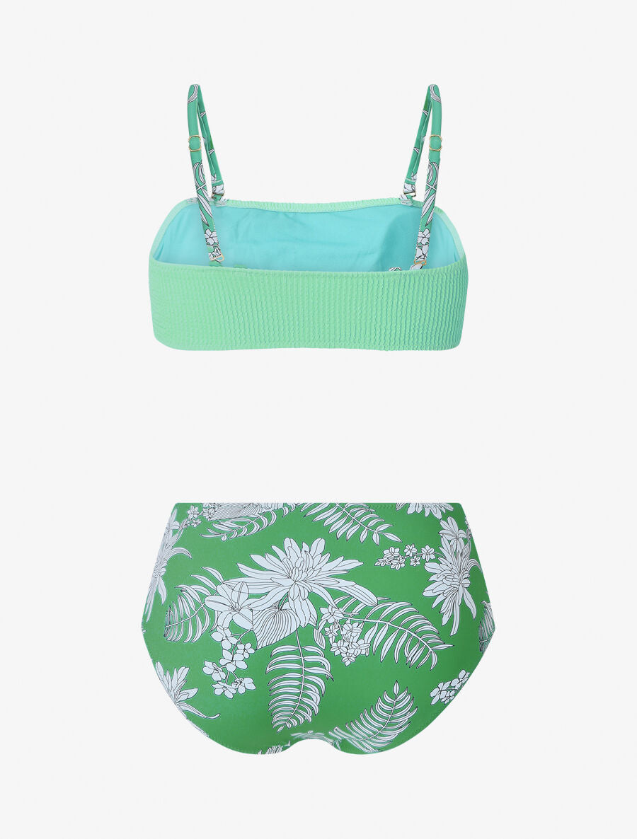 Bikini à brassière bi-matière - Vert - 2