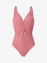 Maillot de bain une pièce côtélé à haut torsadé - Vieux rose - 1