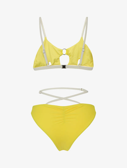 Bikini échancré à anneau - Jaune - 2
