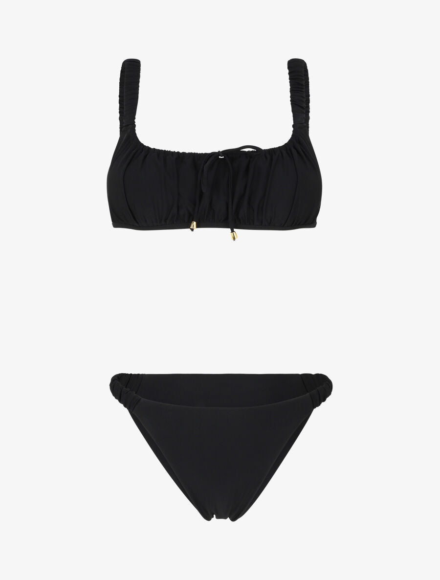 Maillot deux pièces froncé - Noir - 1