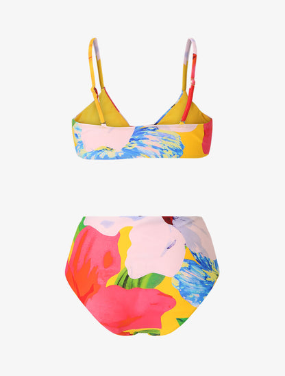 Bikini taille haute imprimé fantaisie - Jaune - 2