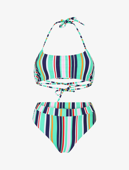 Bikini à brassière à liens a nouer au cou - Vert - 1