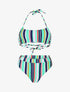 Bikini à brassière à liens a nouer au cou - Vert - 1