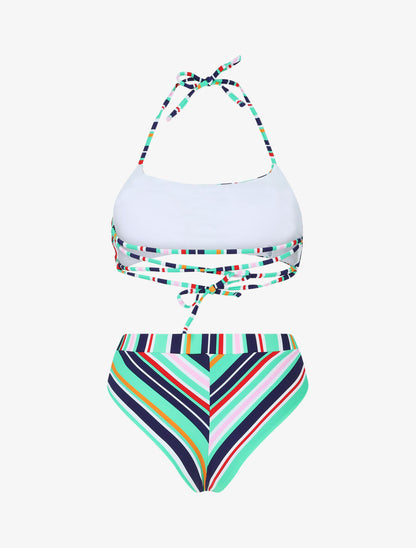 Bikini à brassière à liens a nouer au cou - Vert - 2
