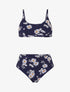 Bikini à imprimé pâquerettes et chouchou - Marine - 1