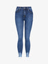 Jean skinny delavé à bords coupe franche effilochés - Bleu - 3