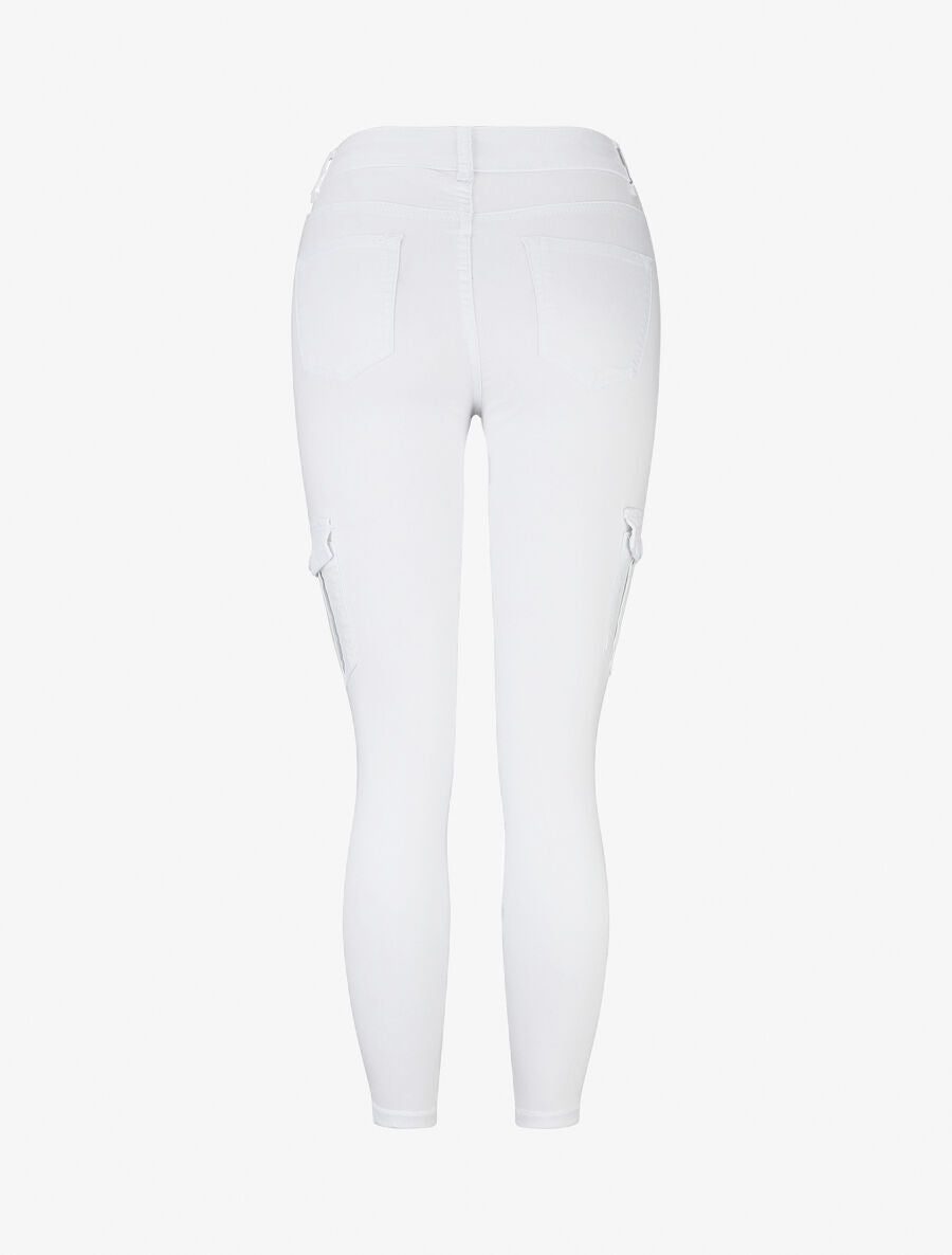 Jean style cargo coupe skinny - Blanc - 2