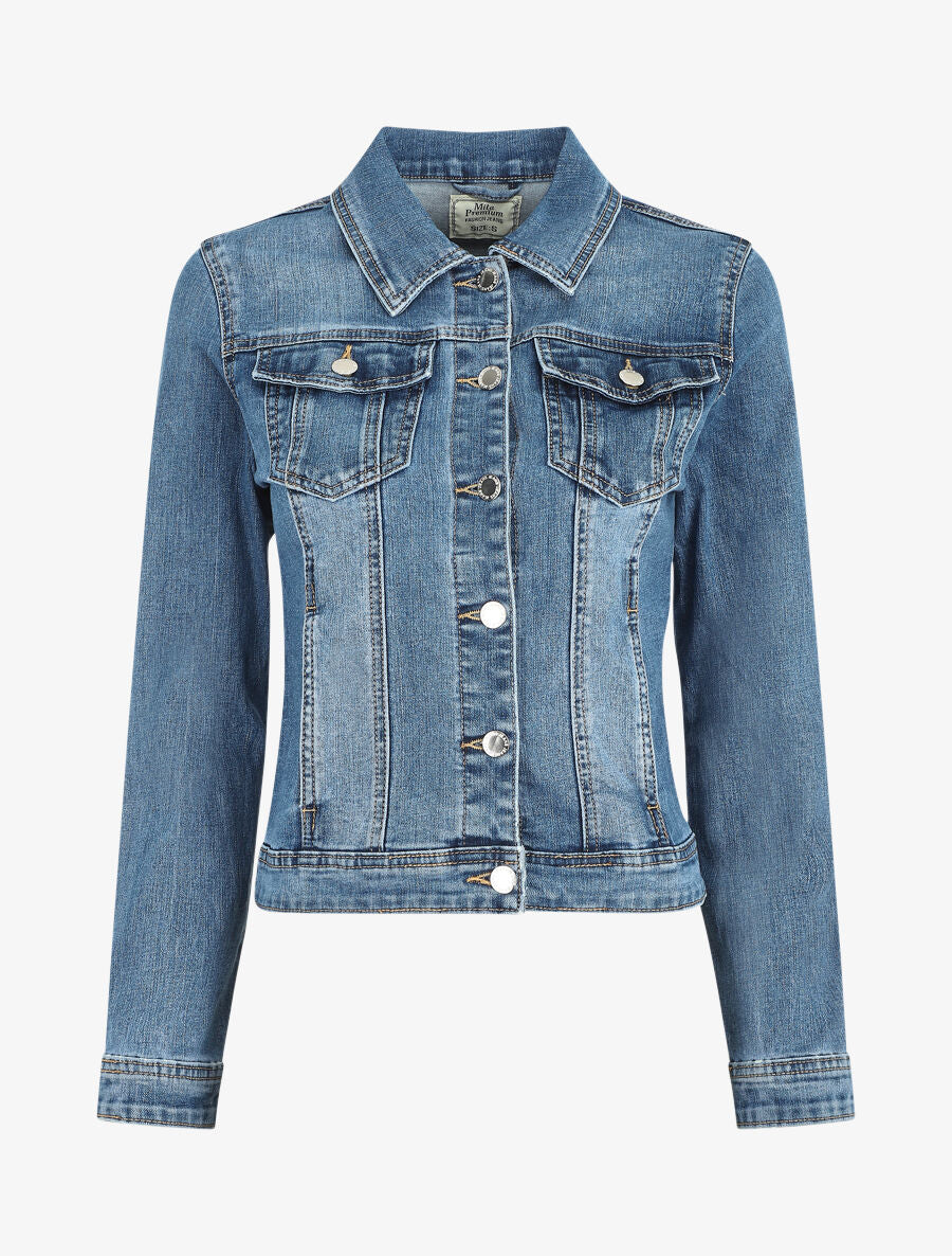 Veste en jean coupe droite - Bleu - 1
