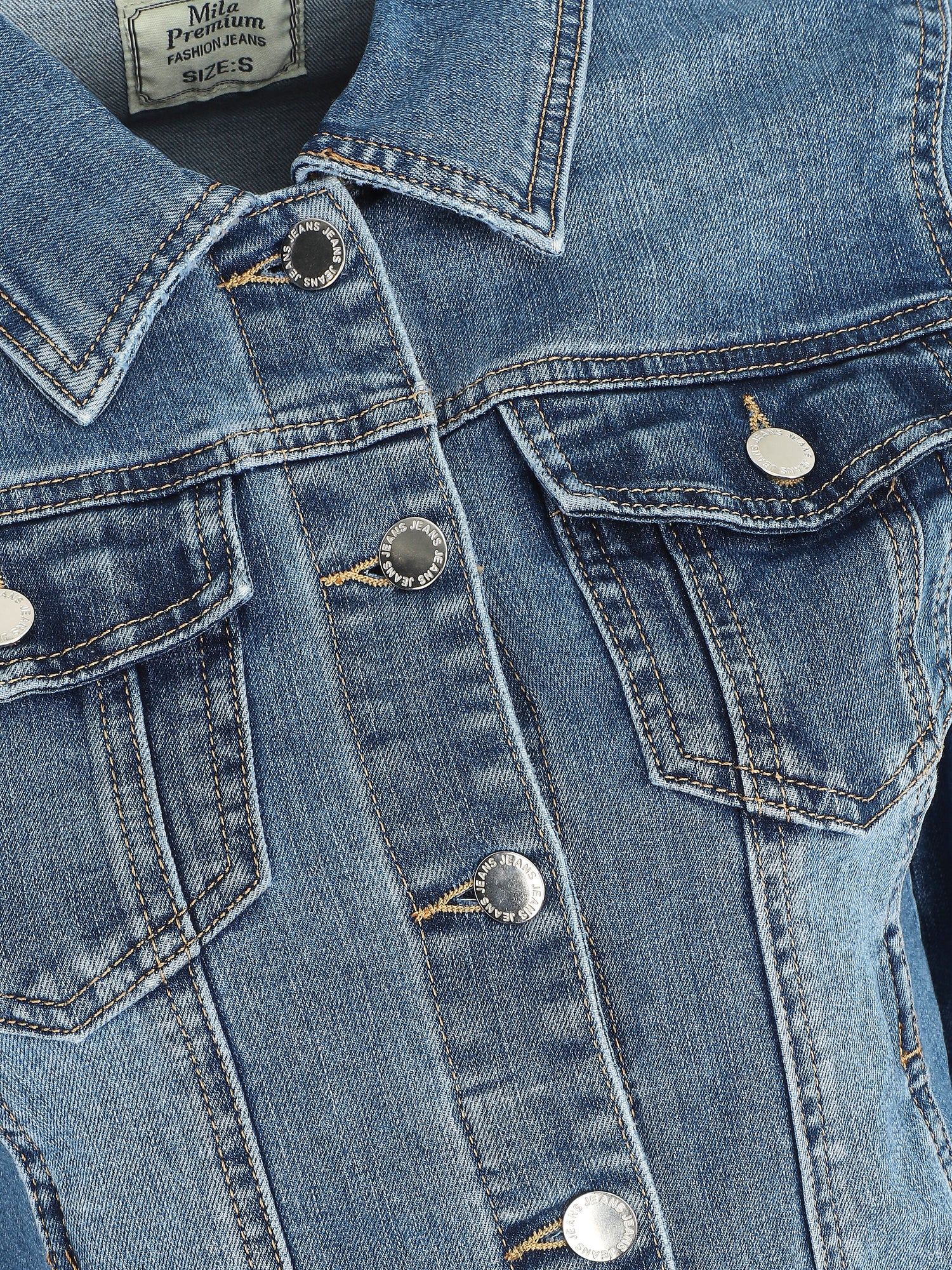 Veste en jean coupe droite - Bleu - 3