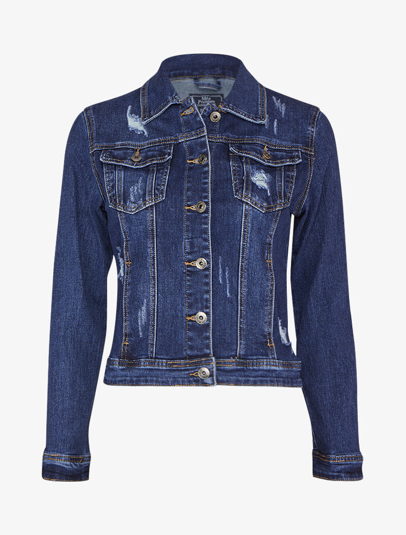 Veste en jean griffé - Bleu denim - 1