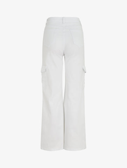 Jean cargo droite taille haute - Blanc - 2