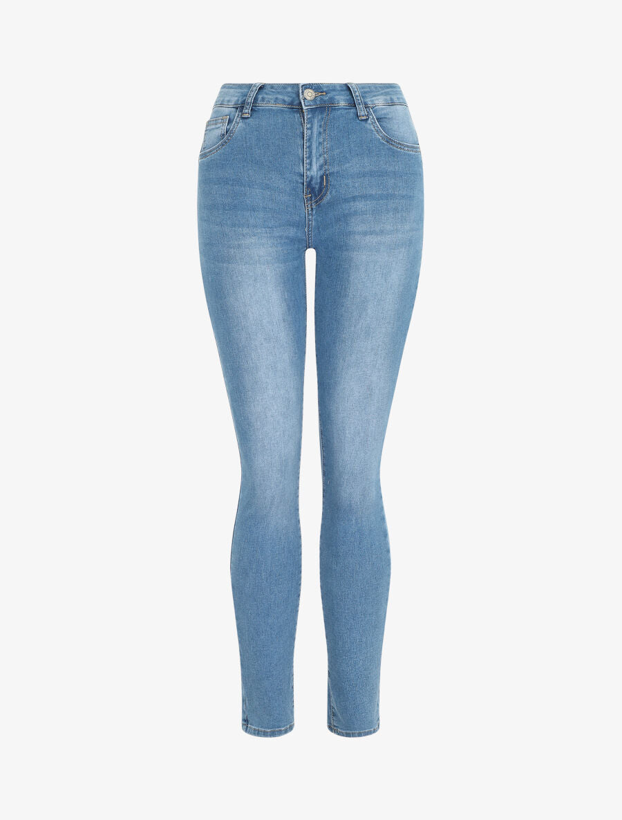 Jean délavé push up coupe skinny - Bleu - 1