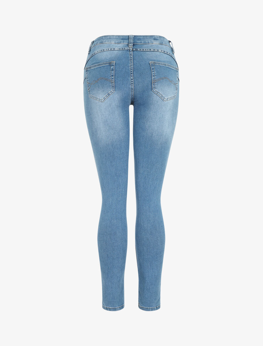 Jean délavé push up coupe skinny - Bleu - 2