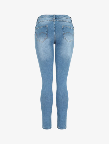 Jean délavé push up coupe skinny - Bleu - 2