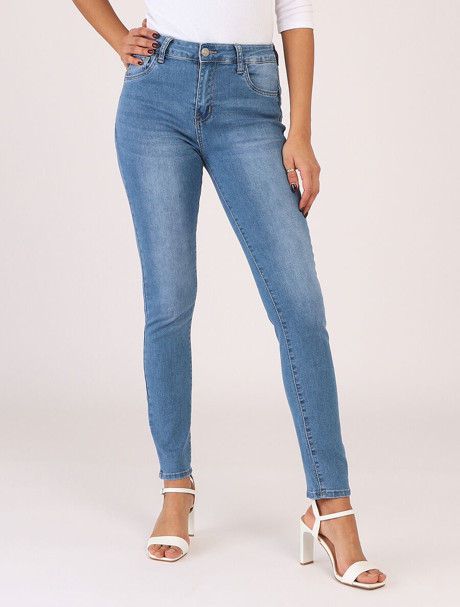 Jean délavé push up coupe skinny - Bleu - 4