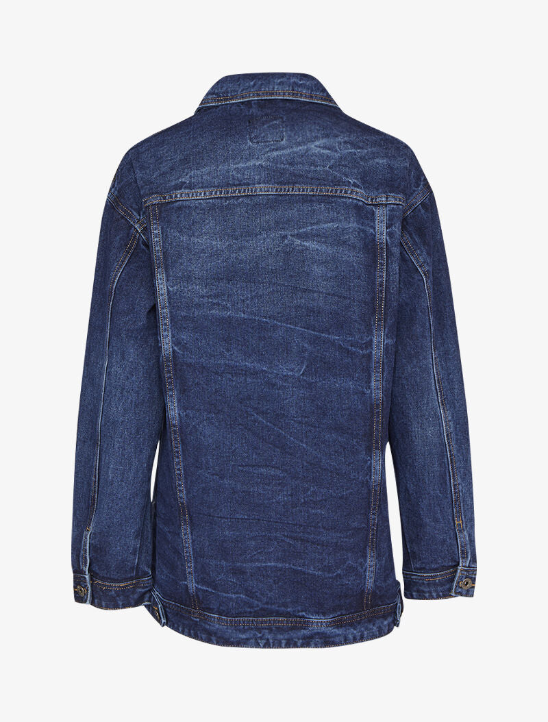 Veste en jean oversize délavée - Bleu denim - 2