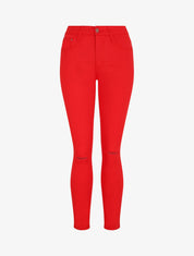 Jean skinny déchiré taille haute - Rouge - 1