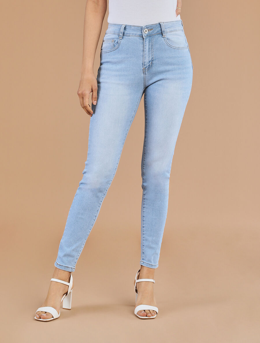 Jean push up délavé coupe slim - Bleu ciel - 4