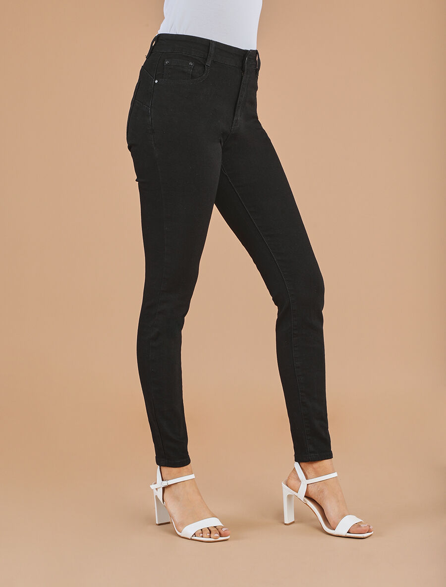 Jean push up légèrement délavé coupe slim - Noir - 4