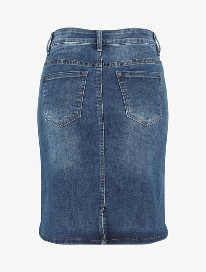 Jupe en jean droite délavée taille standard - Bleu denim - 2