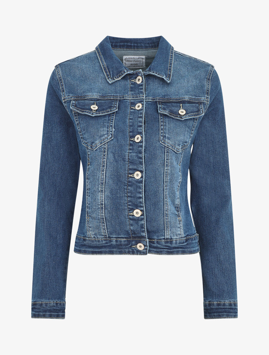 Veste en jean droite - Bleu - 5