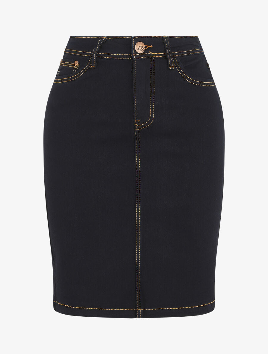 Jupe courte en jean droite taille standard - Bleu brut - 5