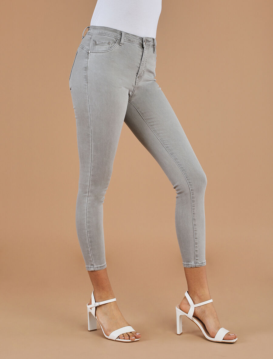 Jean skinny uni push up taille standard - Gris clair - 4