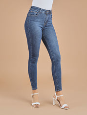 Jean skinny push up taille haute - Bleu - 1