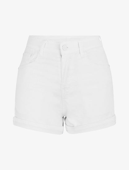 Short uni coupe droite - Blanc - 5