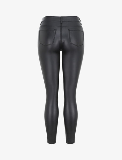 Pantalon en simili coupe skinny - Noir - 2