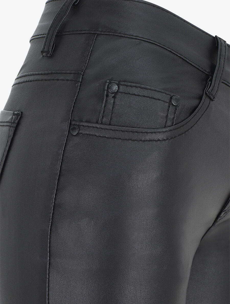 Pantalon en simili coupe skinny - Noir - 3