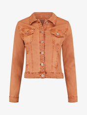 Veste courte unie en jean - Terracotta - 1