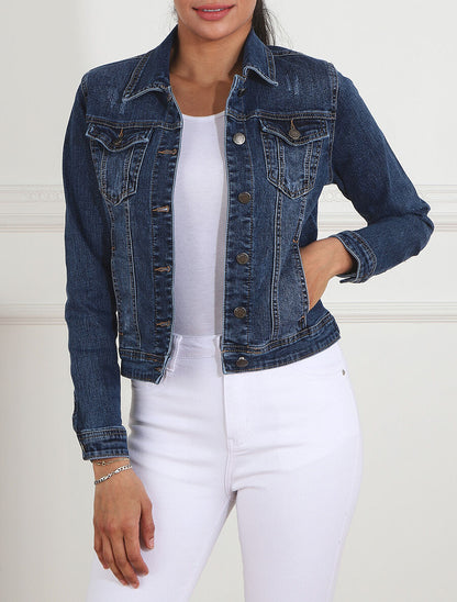 Veste en jean ajustée - Bleu - 4