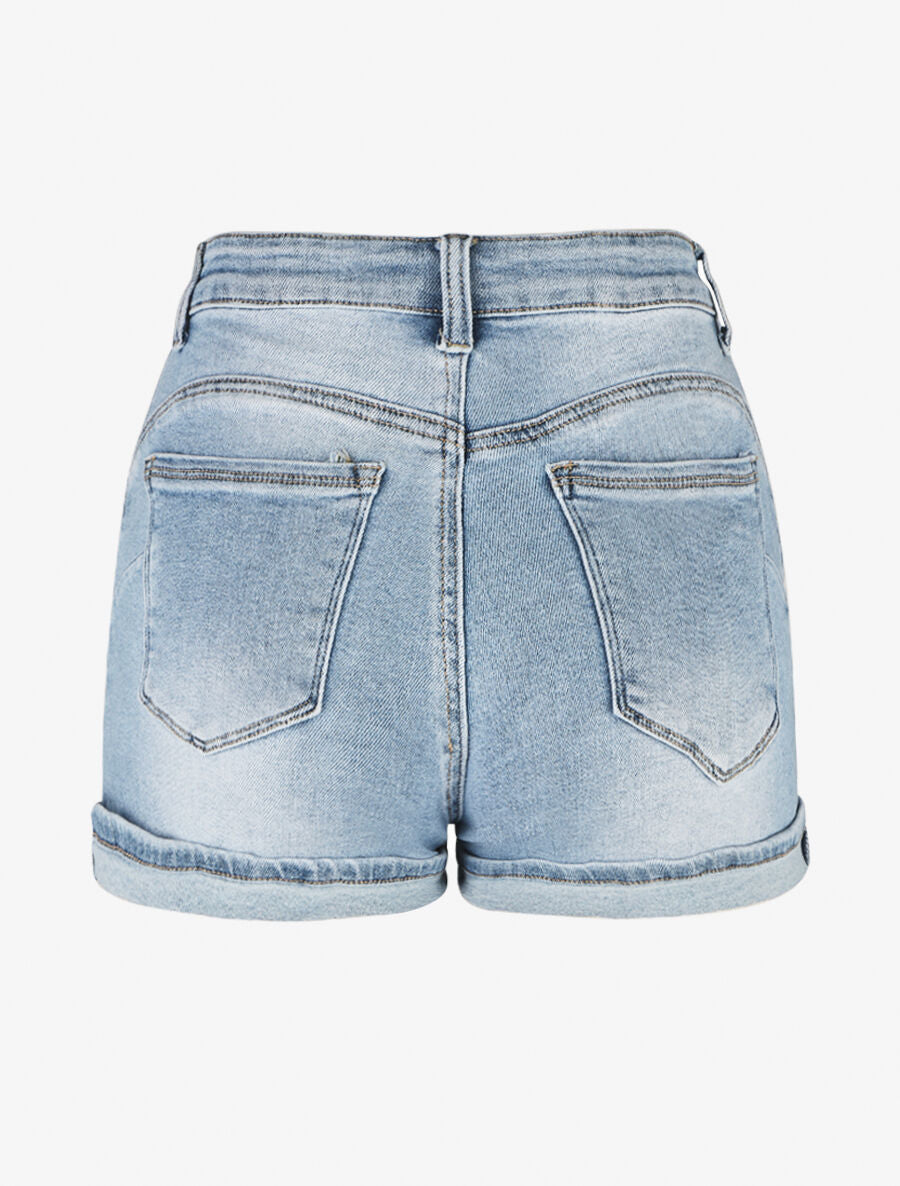 Short push up délavé coupe droite - Bleu - 2