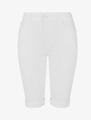 Bermuda uni push up à revers coupe droite - Blanc - 4