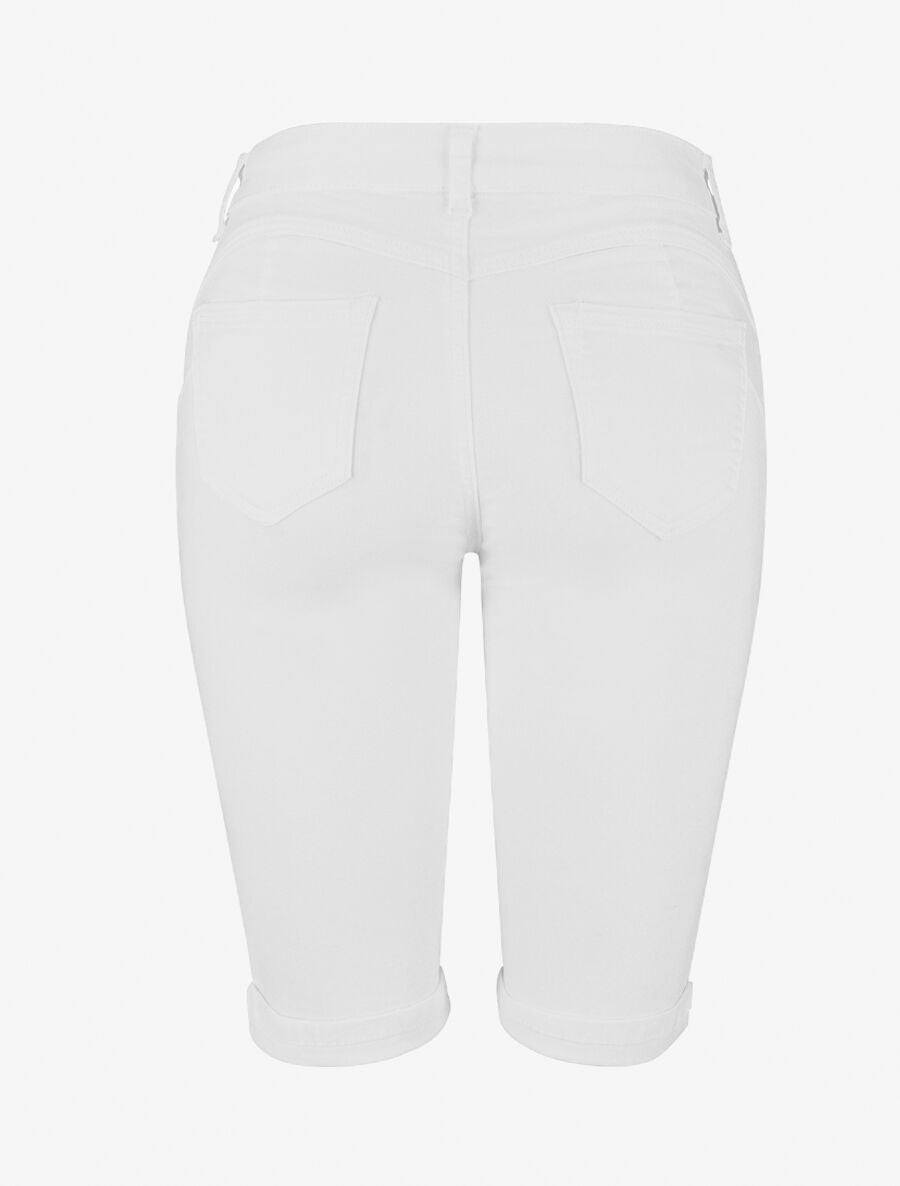 Bermuda uni push up à revers coupe droite - Blanc - 2
