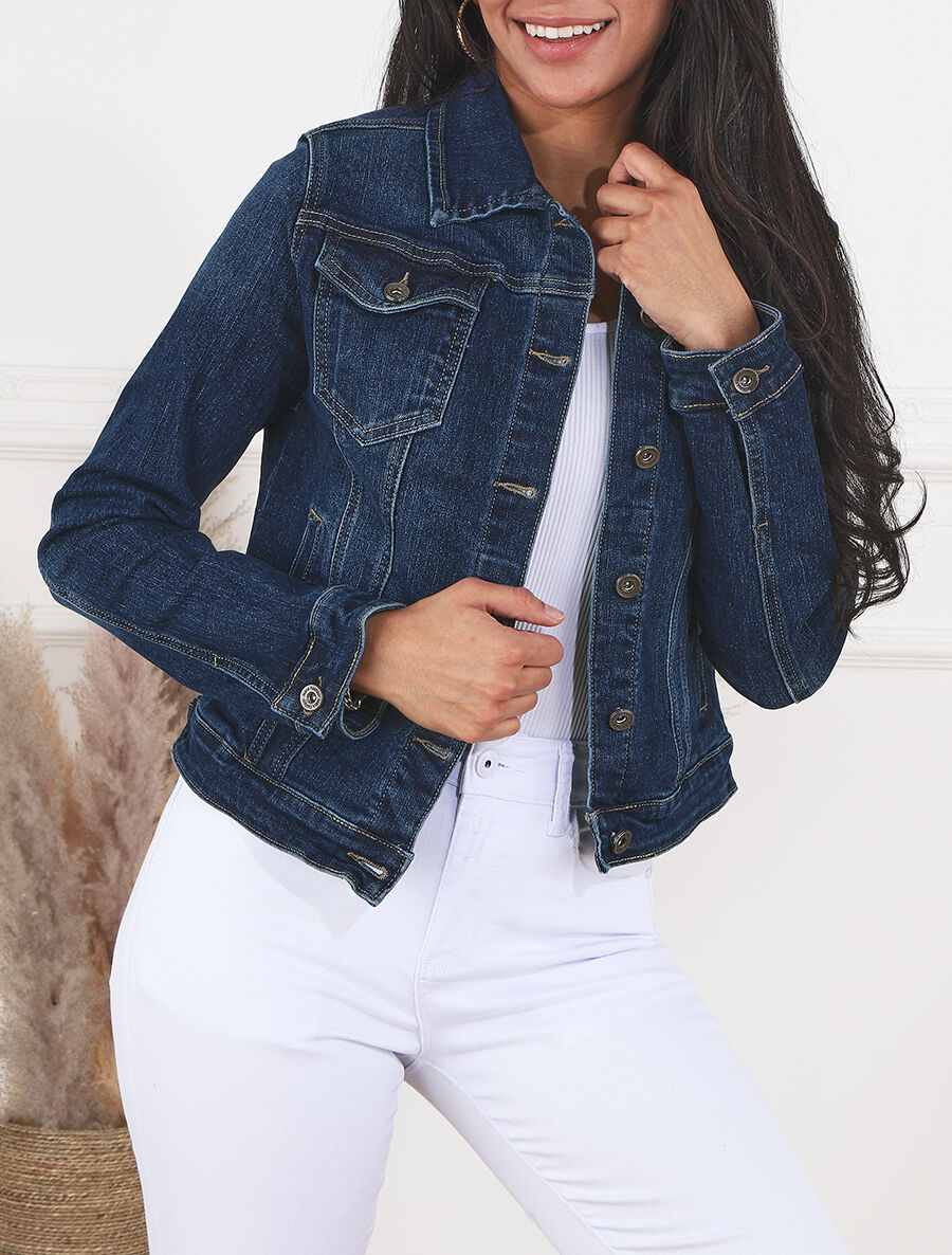 Veste en jean droite - Bleu denim - 4