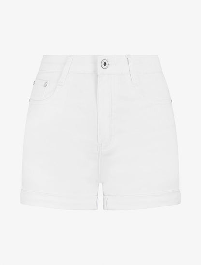 Short en jean taille haute - Blanc - 1