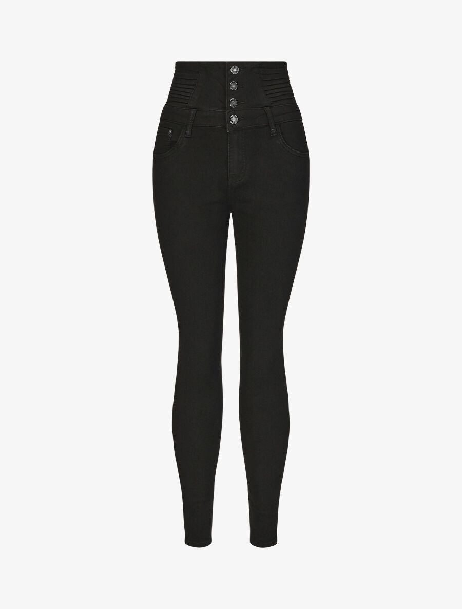 Jean taille empire coupe slim - Noir - 1