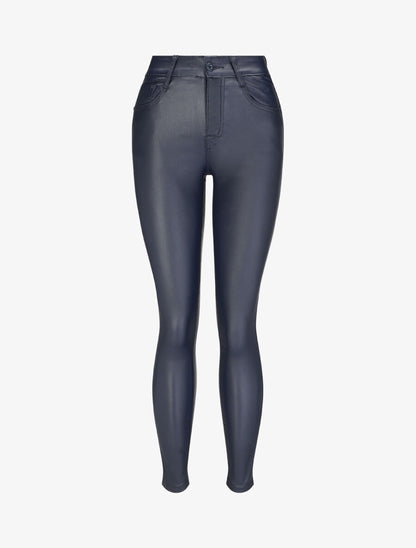 Pantalon uni en simili - Marine - 1