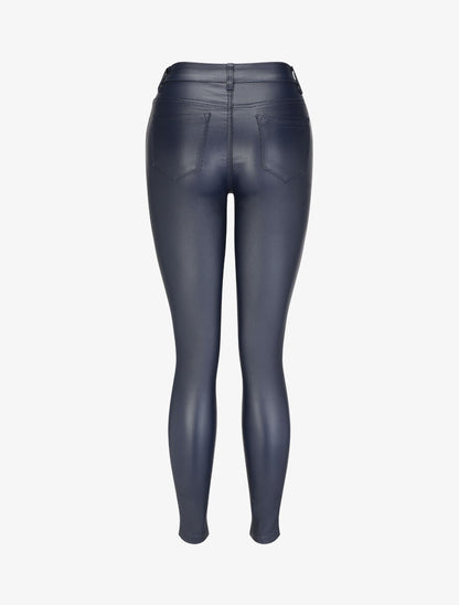 Pantalon uni en simili - Marine - 2