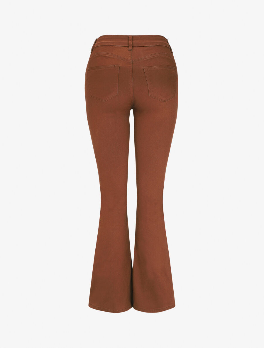 Jean uni taille standard coupe flare - Marron - 2