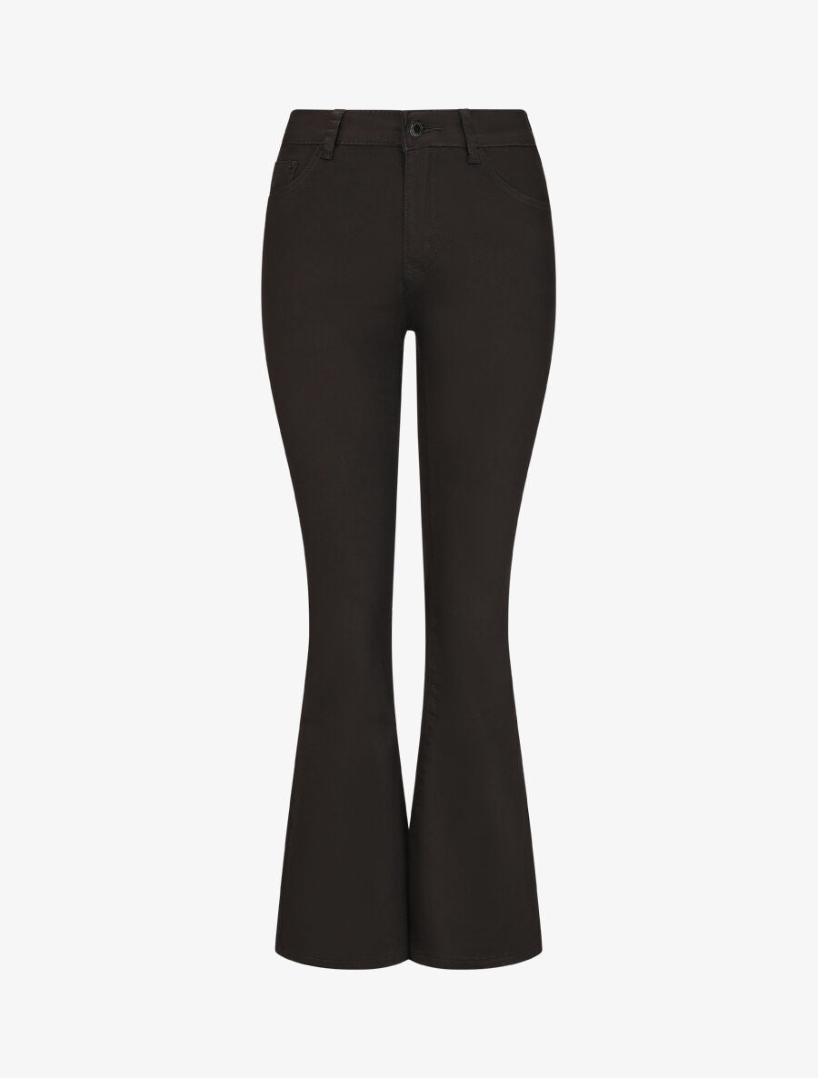 Jean uni taille standard coupe flare - Noir - 1