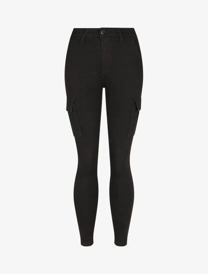 Jean cargo coupe skinny taille haute - Noir - 4