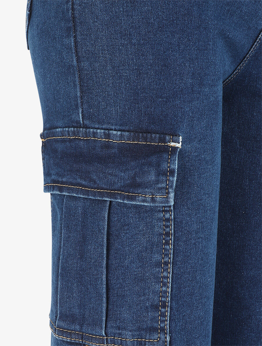 Jean style cargo coupe boyfriend - Bleu - 3