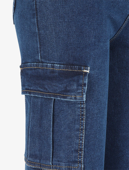 Jean style cargo coupe boyfriend - Bleu - 3