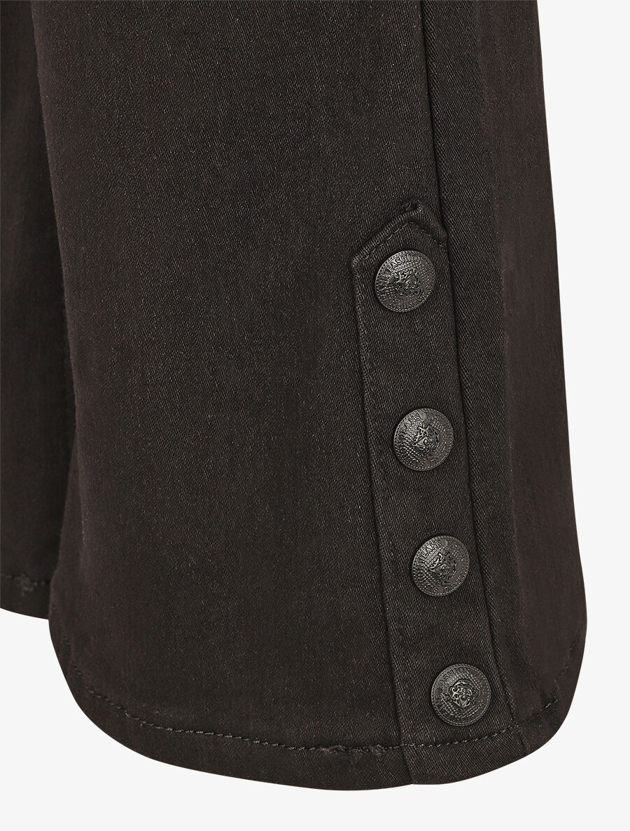 Jean flare uni à boutons décoratifs - Noir - 3